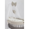 Baby wiegje grote wielen Grijs met Textiel Beige
