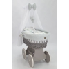 Baby wiegje grote wielen Grijs met Textiel Grijs
