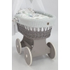 Baby wiegje grote wielen Grijs met Textiel Grijs