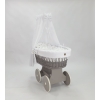 Baby wiegje grote wielen Grijs met Textiel Wit