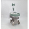Baby wiegje grote wielen met Textiel Khaki