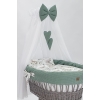 Baby wiegje grote wielen met Textiel Khaki