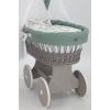 Baby wiegje grote wielen met Textiel Khaki