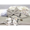 Baby wiegje grote wielen Wit met Textiel Beige