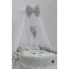 Baby wiegje grote wielen Wit met Textiel Grijs