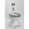Baby wiegje grote wielen Wit met Textiel Khaki