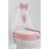 Baby wiegje grote wielen Wit Textiel Poederroze
