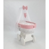 Baby wiegje grote wielen Wit Textiel Poederroze