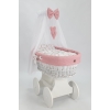 Baby wiegje grote wielen Wit Textiel Poederroze