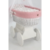 Baby wiegje grote wielen Wit Textiel Poederroze