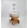 Baby wiegje Rotan Naturel Grote Wielen met Textiel Beige