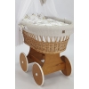 Baby wiegje Rotan Naturel Grote Wielen met Textiel Beige