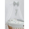 Baby wiegje Rotan Wieg Naturel Grote Wielen met Textiel Grijs