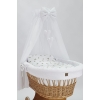 Baby wiegje Rotan Wieg Naturel met Grote Wielen met Textiel Wit