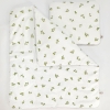 Baby wiegje Rotan Wieg Naturel met Grote Wielen met Textiel Wit