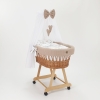 Baby Wiegje Rotan wieg Naturel met kleine wieltjes Beddengoedset Beige