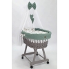 Grijze Rotan Baby Wiegje met Bedtextiel