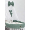 Grijze Rotan Baby Wiegje met Bedtextiel