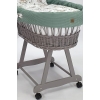 Grijze Rotan Baby Wiegje met Bedtextiel