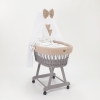 Grijze Rotan Baby Wiegje Textiel Beige-Wit
