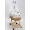 Naturel Rotan Baby Wiegje met Hemeltje Beddengoedset Grijs