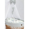 Naturel Rotan Baby Wiegje met Hemeltje Beddengoedset Grijs