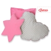 3-delige Kussenset Roze Grijs Geruit