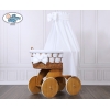 Babywieg op Wielen / Rieten Babybed met Hemeltje Bianca