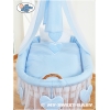 Babywieg op Wielen / Rieten Babybed met Hemeltje Blauw Amelie
