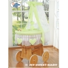 Babywieg op Wielen / Rieten Babybed met Hemeltje Groen Amelie