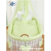 Babywieg op Wielen / Rieten Babybed met Hemeltje Groen Amelie