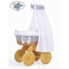 Babywieg op Wielen / Rieten Babybed met Hemeltje Jachthaven