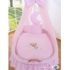 Babywieg op Wielen / Rieten Babybed met Hemeltje -  Roze Welterusten