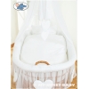 Babywieg op Wielen / Rieten Babybed met Hemeltje Wit Amelie