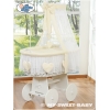 Babywieg op Wielen / Rieten Babymand met Hemeltje  Amelie