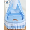 Babywieg op Wielen / Rieten Babymand met Hemeltje  Blauw Bellamie