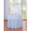 Babywieg op Wielen / Rieten Babymand met Hemeltje -  Blauw Little Prince Princess