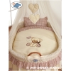 Babywieg op Wielen / Rieten Babymand met Hemeltje -  Bruin Bear With Bow