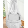 Babywieg op Wielen / Rieten Babymand met Hemeltje  Grijs Amelie