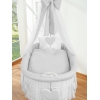 Babywieg op Wielen / Rieten Babymand met Hemeltje  Grijs Amelie