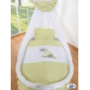 Babywieg op Wielen / Rieten Babymand met Hemeltje -  Groen Ezel Luca