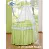 Babywieg op Wielen / Rieten Babymand met Hemeltje -  Groen Little Prince Princess
