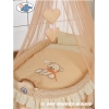 Babywieg op Wielen / Rieten Babymand met Hemeltje -  Perzik Bear With Bow