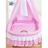 Babywieg op Wielen / Rieten Babymand met Hemeltje  Roze Bellamie Voor Meisjes