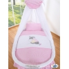 Babywieg op Wielen / Rieten Babymand met Hemeltje -  Roze Ezel Luca