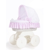 Babywieg op Wielen / Rieten en Houten Wieg - met Kap - Beddengoed