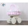 Babywieg op Wielen / Rieten en Houten Wieg - met Kap - Beddengoed