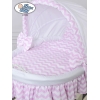 Babywieg op Wielen / Rieten en Houten Wieg - met Kap - Beddengoed
