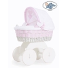 Babywieg op Wielen / Rieten en Houten Wieg - met Kap - Beddengoed