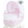 Babywieg op Wielen / Rieten en Houten Wieg - met Kap - Beddengoed
